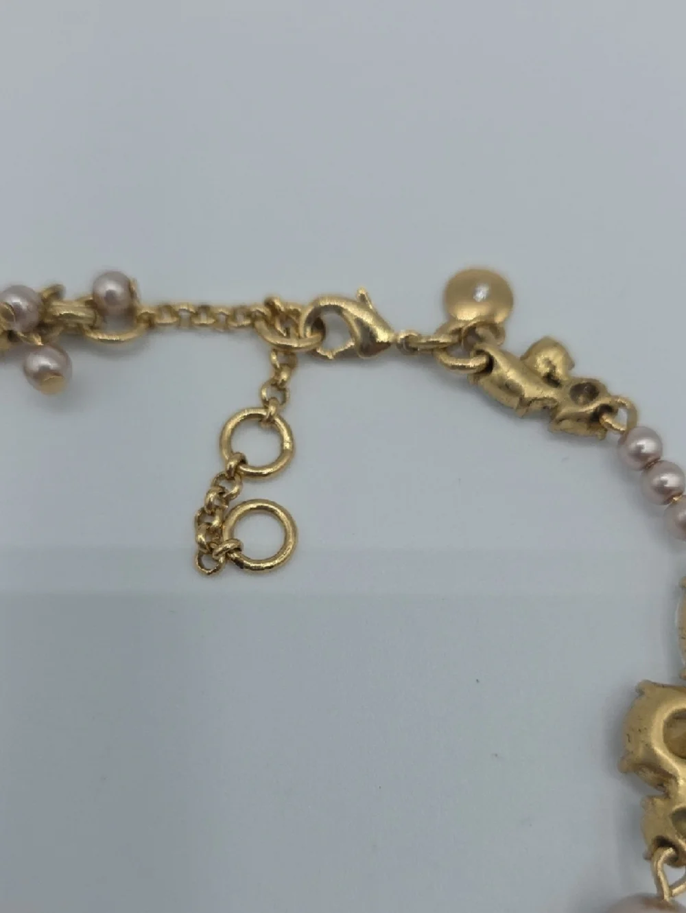 J. Crew Gold-Tone Necklace with Blush Pearl Clusters and Clear Crystals